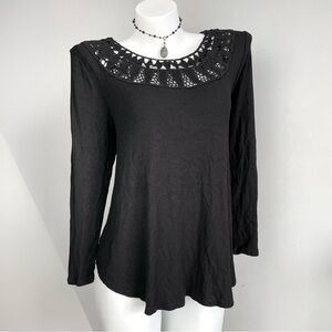 Black Lace Bohemian Long Sleeve Top